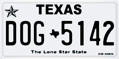 TX license plate DOG5142