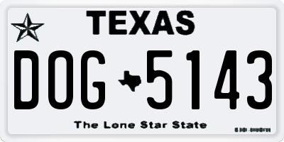 TX license plate DOG5143