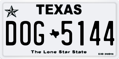 TX license plate DOG5144