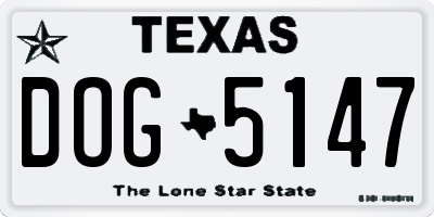 TX license plate DOG5147