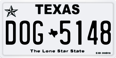 TX license plate DOG5148