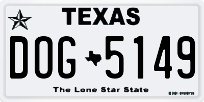 TX license plate DOG5149
