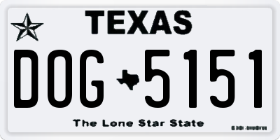 TX license plate DOG5151