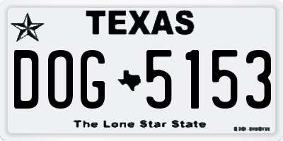 TX license plate DOG5153