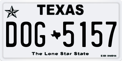 TX license plate DOG5157