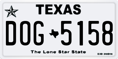 TX license plate DOG5158