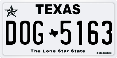 TX license plate DOG5163