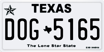 TX license plate DOG5165