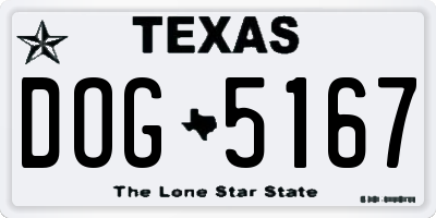 TX license plate DOG5167