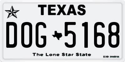 TX license plate DOG5168