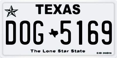 TX license plate DOG5169