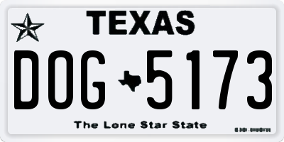 TX license plate DOG5173