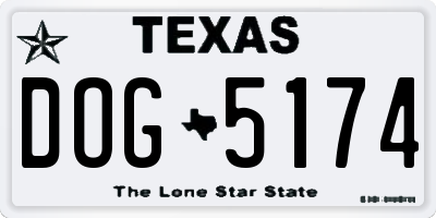TX license plate DOG5174