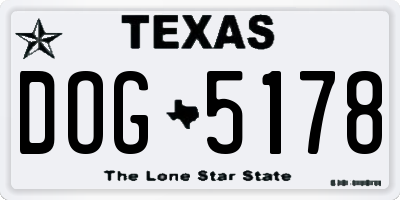 TX license plate DOG5178