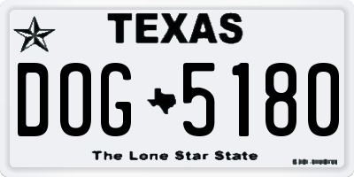 TX license plate DOG5180