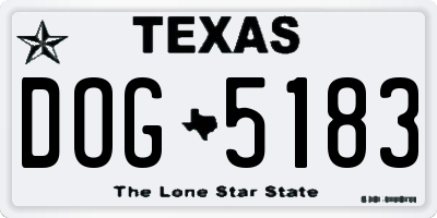 TX license plate DOG5183