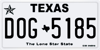 TX license plate DOG5185