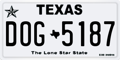 TX license plate DOG5187
