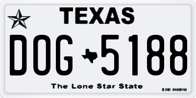 TX license plate DOG5188