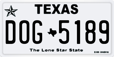 TX license plate DOG5189