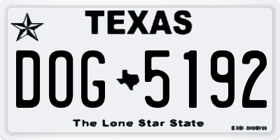 TX license plate DOG5192