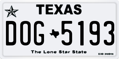 TX license plate DOG5193