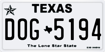 TX license plate DOG5194