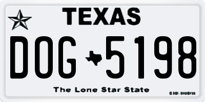 TX license plate DOG5198