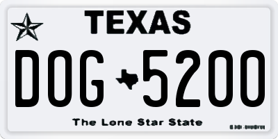 TX license plate DOG5200