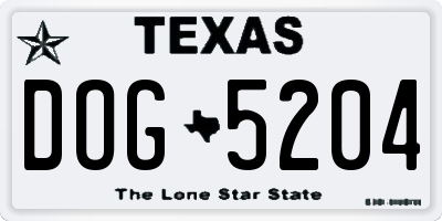 TX license plate DOG5204