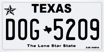 TX license plate DOG5209