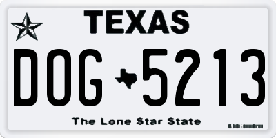 TX license plate DOG5213