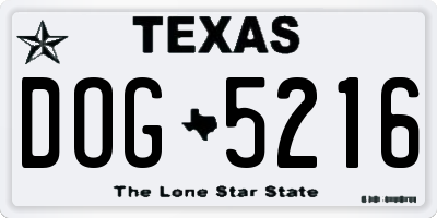 TX license plate DOG5216