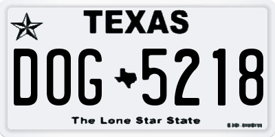 TX license plate DOG5218