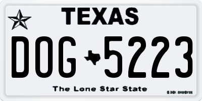 TX license plate DOG5223