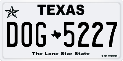 TX license plate DOG5227