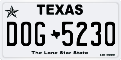 TX license plate DOG5230