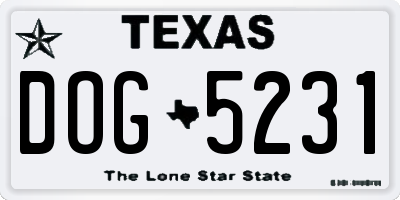 TX license plate DOG5231
