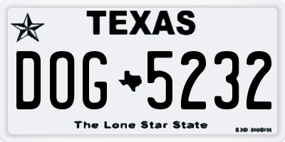 TX license plate DOG5232