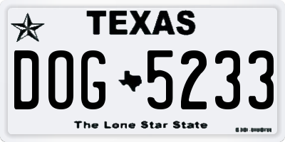 TX license plate DOG5233