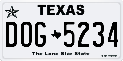 TX license plate DOG5234