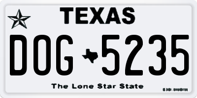 TX license plate DOG5235