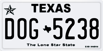 TX license plate DOG5238