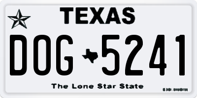TX license plate DOG5241