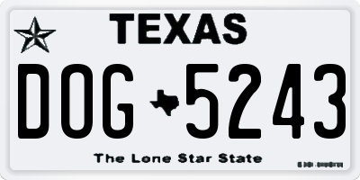 TX license plate DOG5243