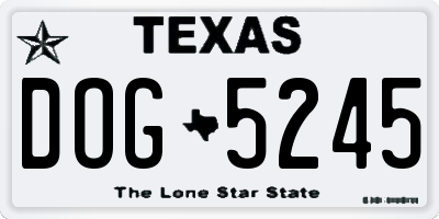 TX license plate DOG5245