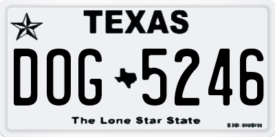 TX license plate DOG5246