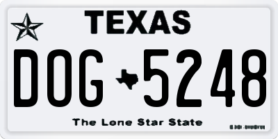 TX license plate DOG5248