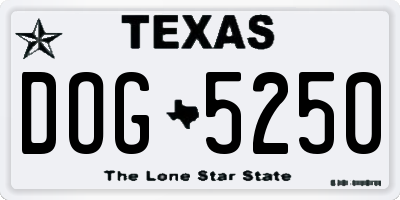 TX license plate DOG5250