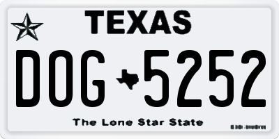 TX license plate DOG5252
